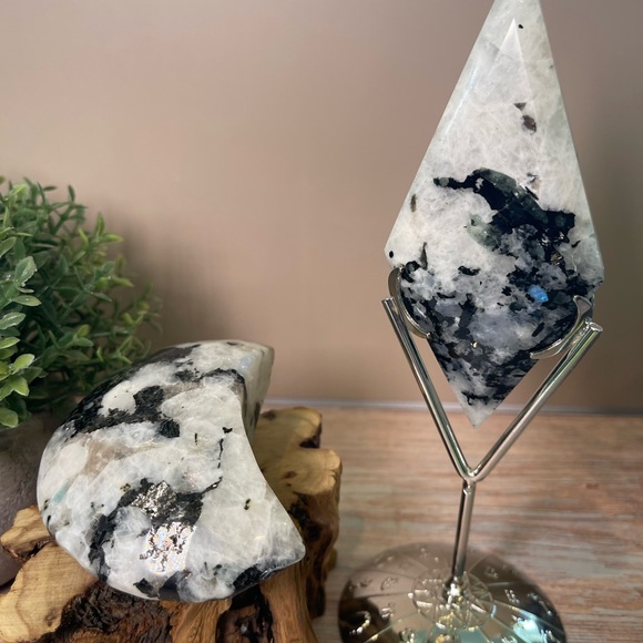 Moonstone w/ Blue Flash Moon & Diamond Bundle 282g - Picture 5 of 5